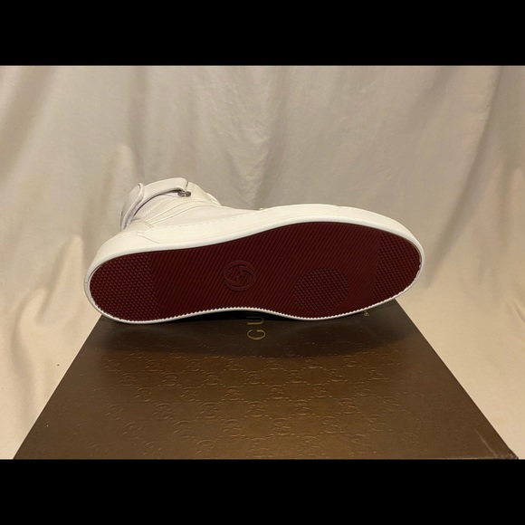 NEW $950 GUCCI CLASSIC WHITE BLACK HIGH TOP SHOES - Picture 7 of 7